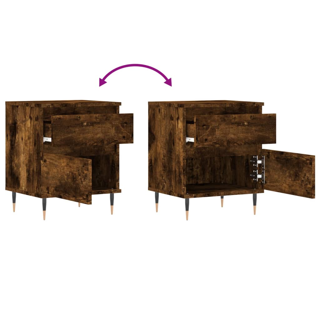 Bedside table smoked oak 40x35x50 cm wood material