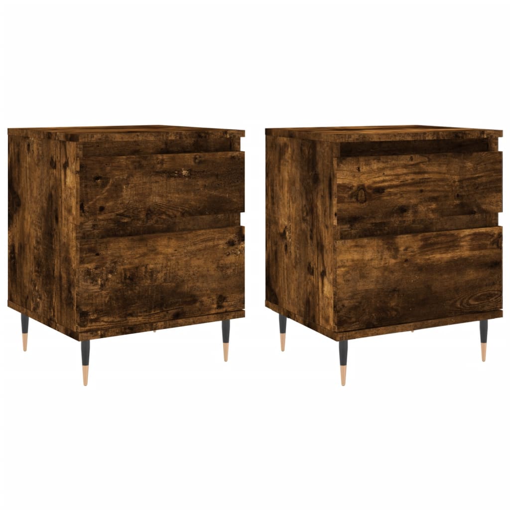 Tables de chevet 2 pcs. chêne fumé 40x35x50 cm matériau bois