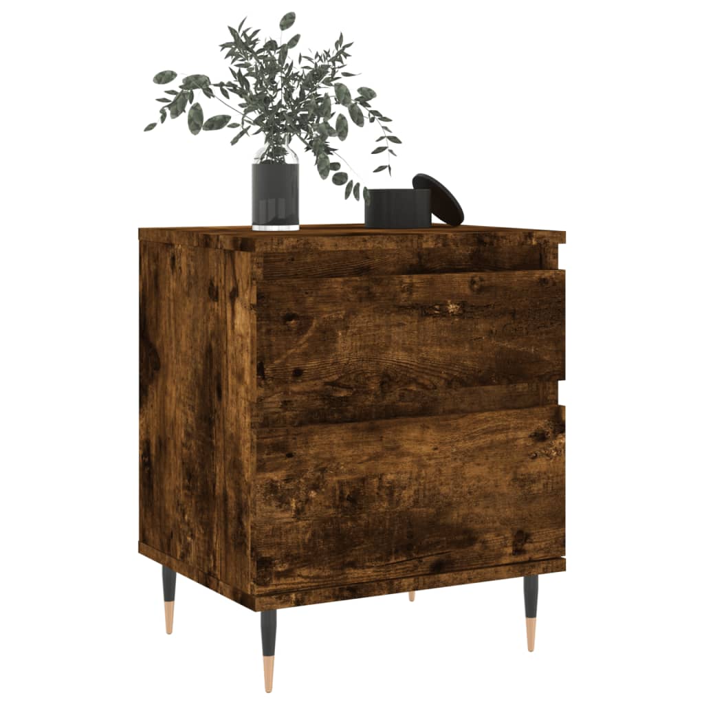 Tables de chevet 2 pcs. chêne fumé 40x35x50 cm matériau bois