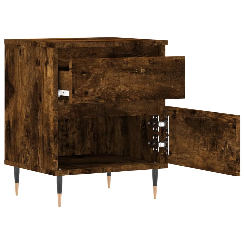 Tables de chevet 2 pcs. chêne fumé 40x35x50 cm matériau bois