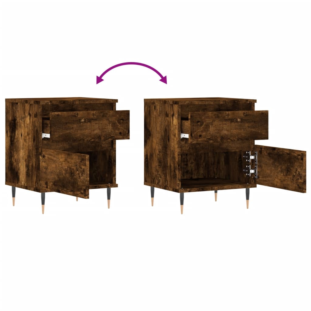 Tables de chevet 2 pcs. chêne fumé 40x35x50 cm matériau bois