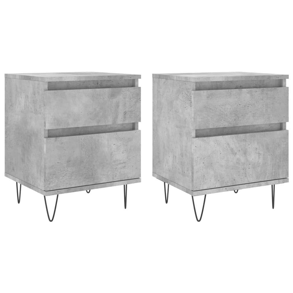 Bedside tables 2 pcs. Concrete grey 40x35x50 cm wood material