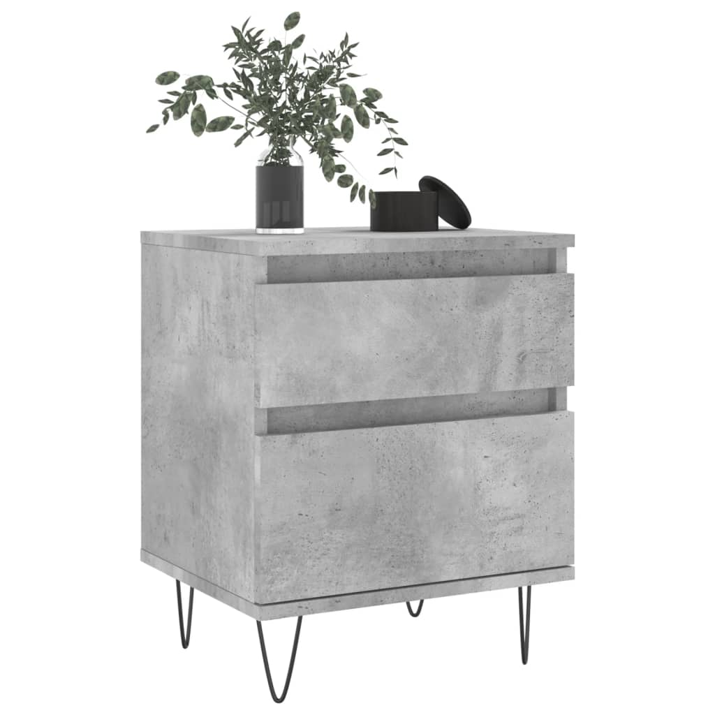Bedside tables 2 pcs. Concrete grey 40x35x50 cm wood material