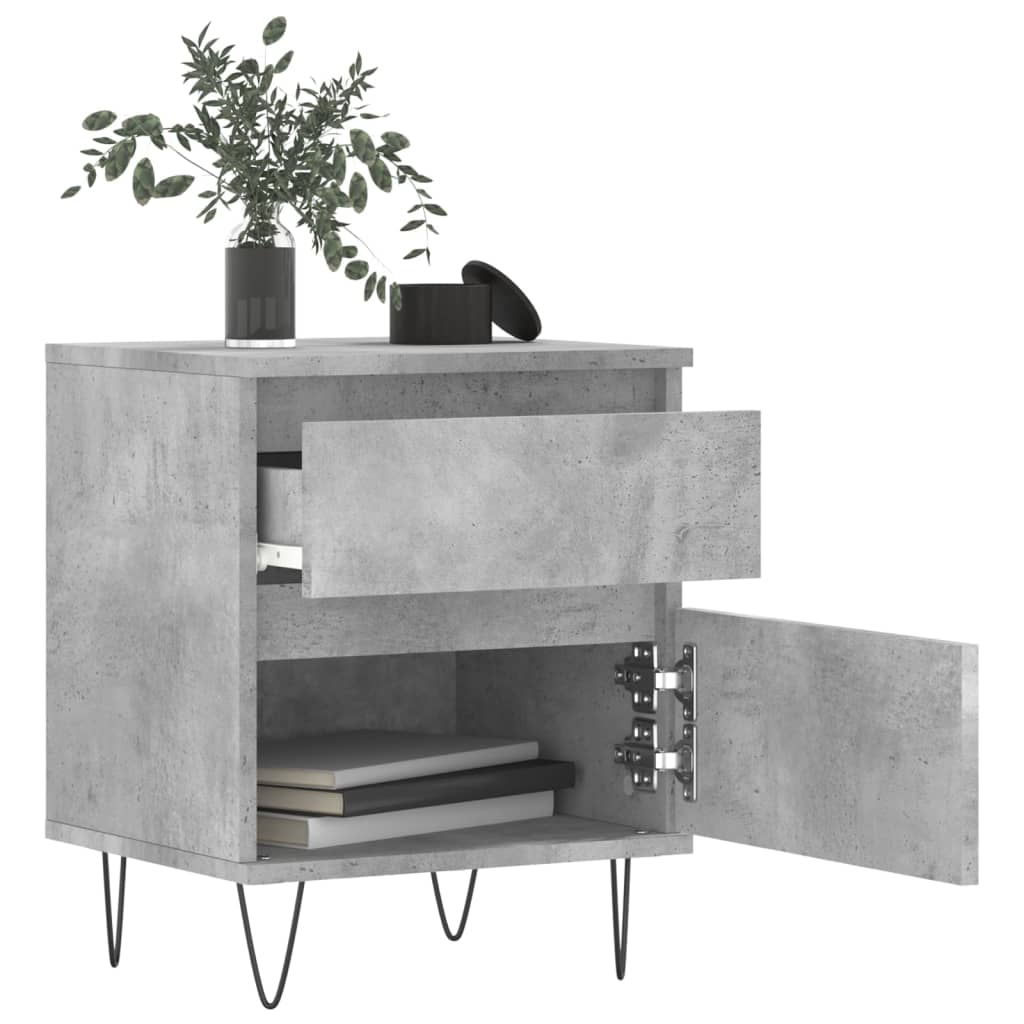 Bedside tables 2 pcs. Concrete grey 40x35x50 cm wood material