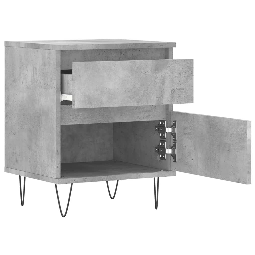 Bedside tables 2 pcs. Concrete grey 40x35x50 cm wood material