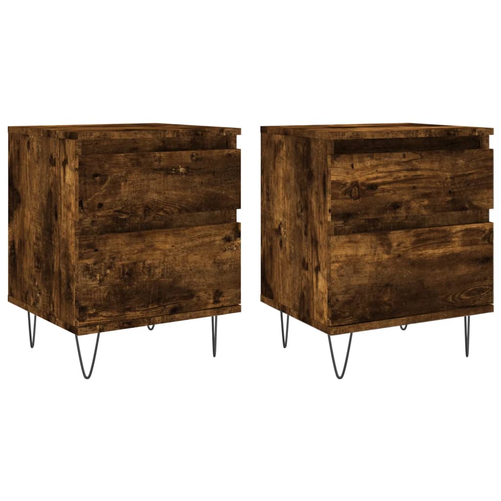 Tables de chevet 2 pcs. chêne fumé 40x35x50 cm matériau bois