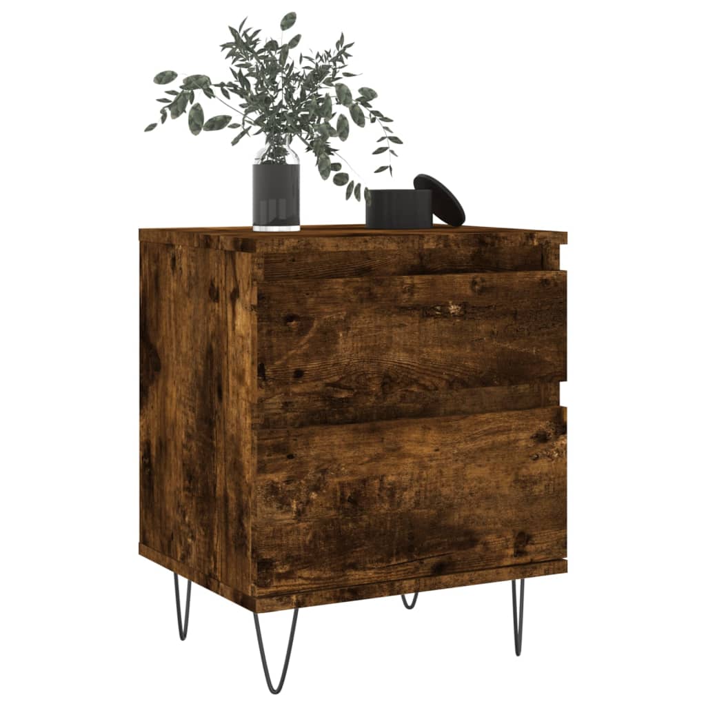 Tables de chevet 2 pcs. chêne fumé 40x35x50 cm matériau bois
