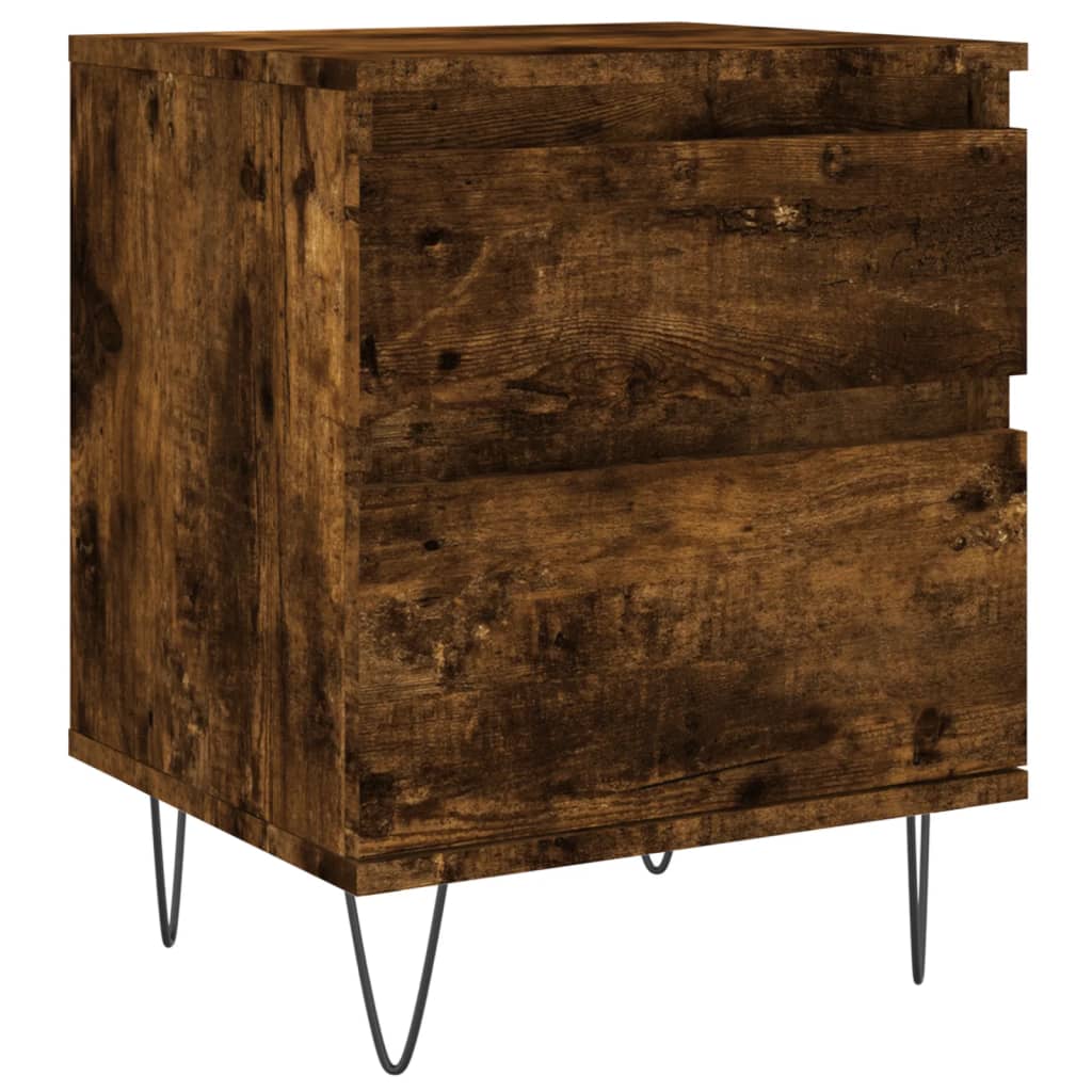 Tables de chevet 2 pcs. chêne fumé 40x35x50 cm matériau bois