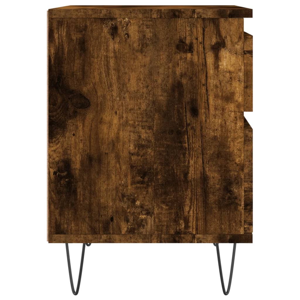 Tables de chevet 2 pcs. chêne fumé 40x35x50 cm matériau bois