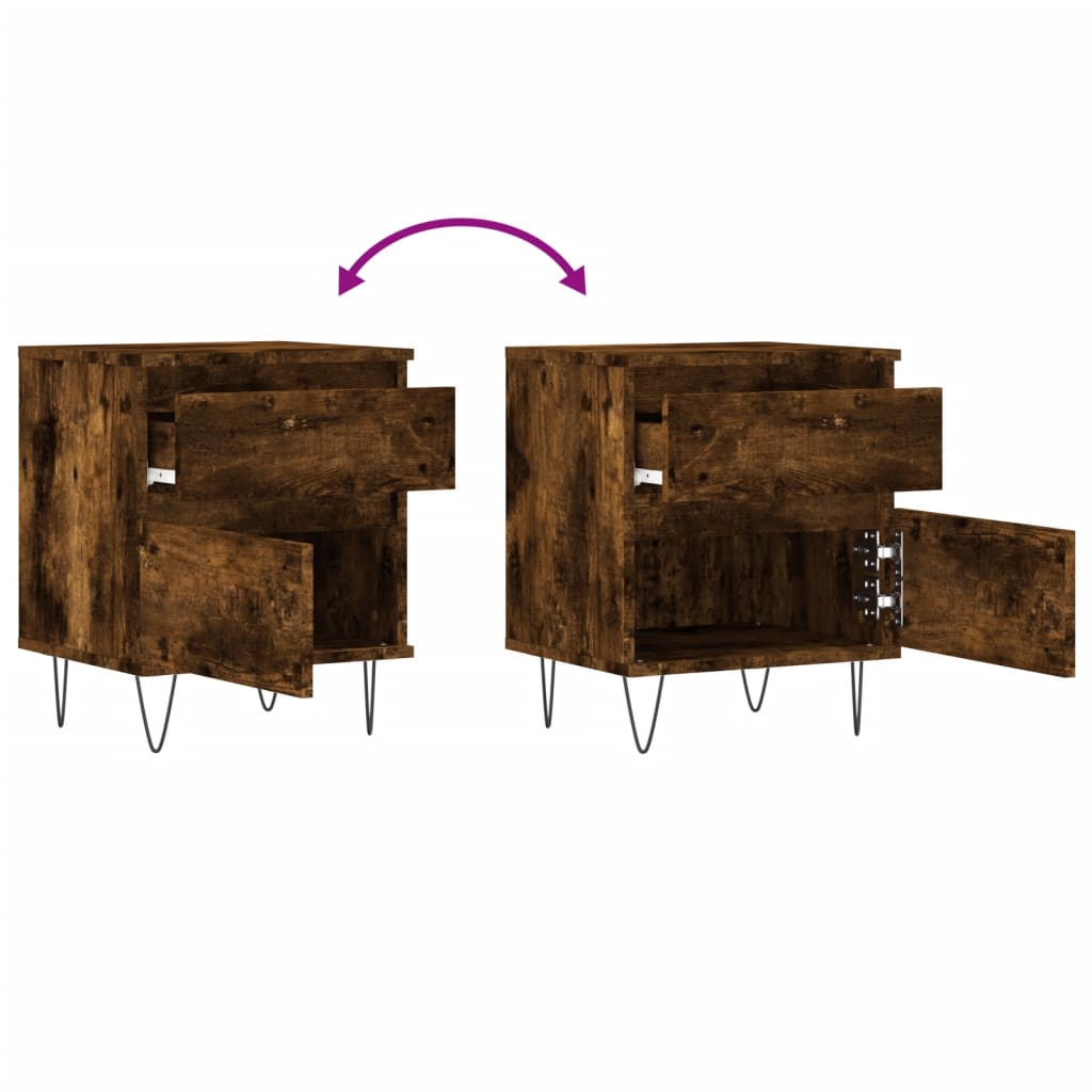 Tables de chevet 2 pcs. chêne fumé 40x35x50 cm matériau bois