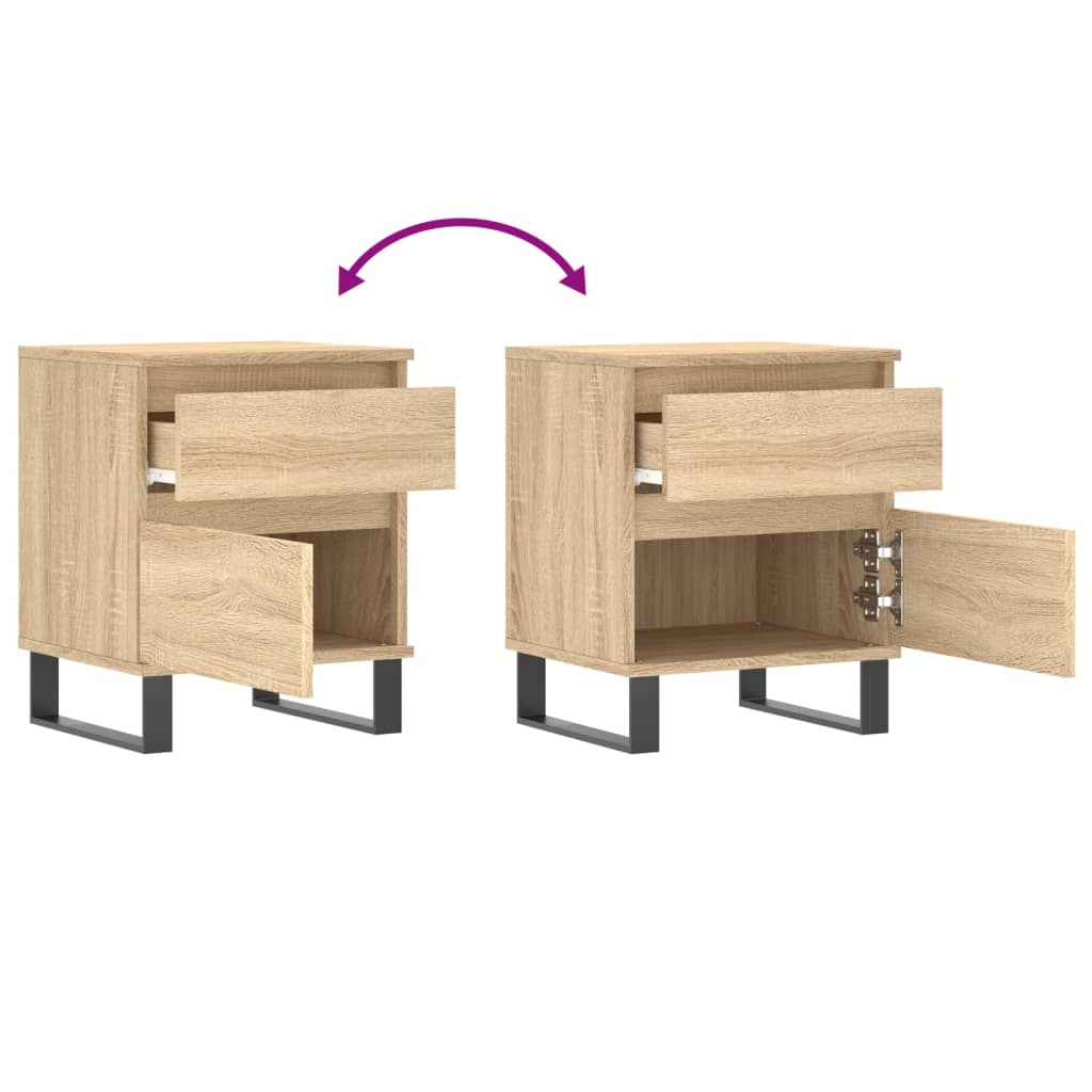 Tables de chevet 2 pcs. Chêne Sonoma 40x35x50 cm matériau bois