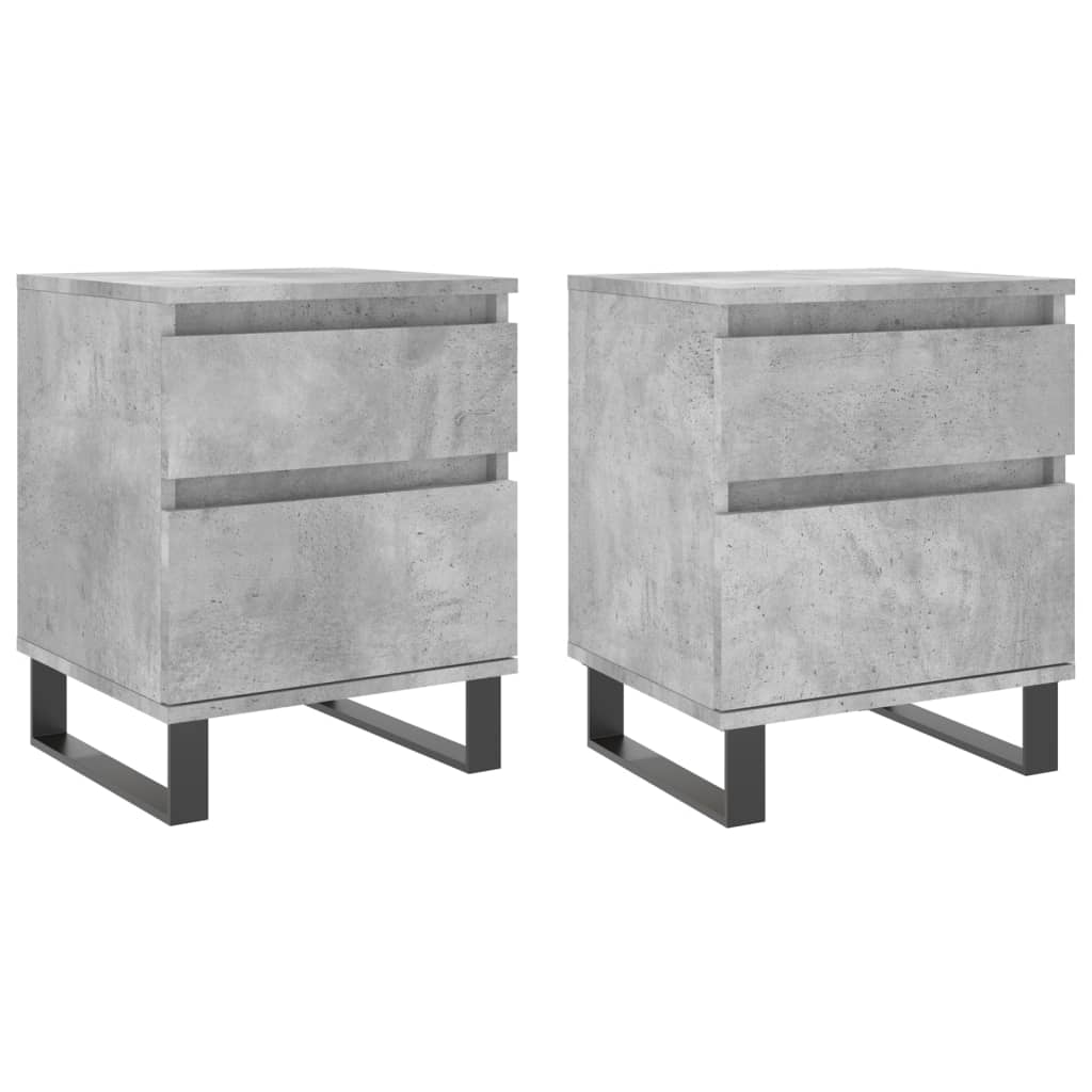 Bedside tables 2 pcs. Concrete grey 40x35x50 cm wood material