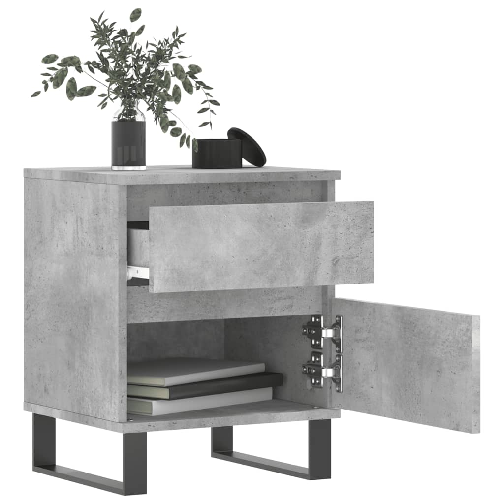 Bedside tables 2 pcs. Concrete grey 40x35x50 cm wood material