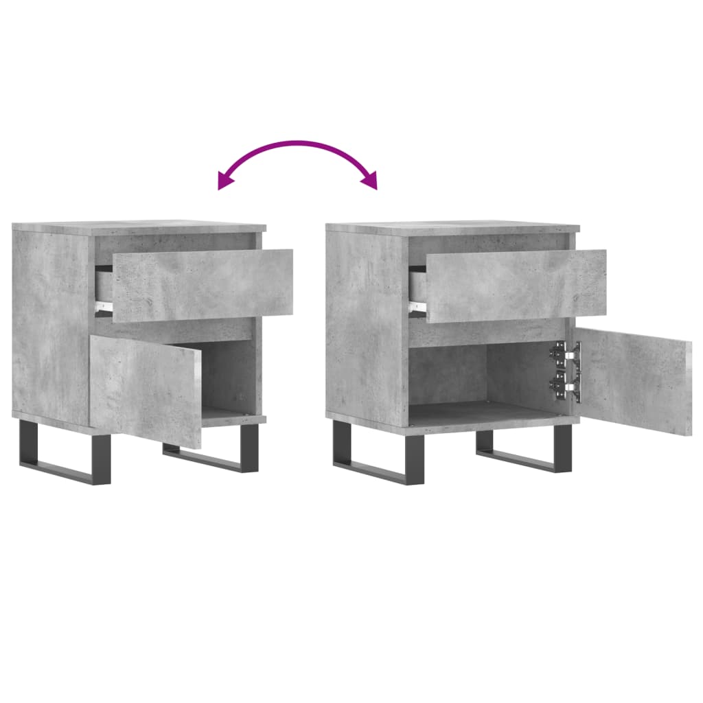 Bedside tables 2 pcs. Concrete grey 40x35x50 cm wood material