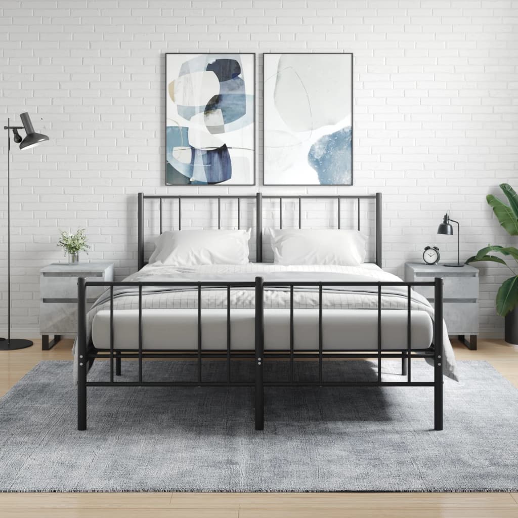 Bedside tables 2 pcs. Concrete grey 40x35x50 cm wood material
