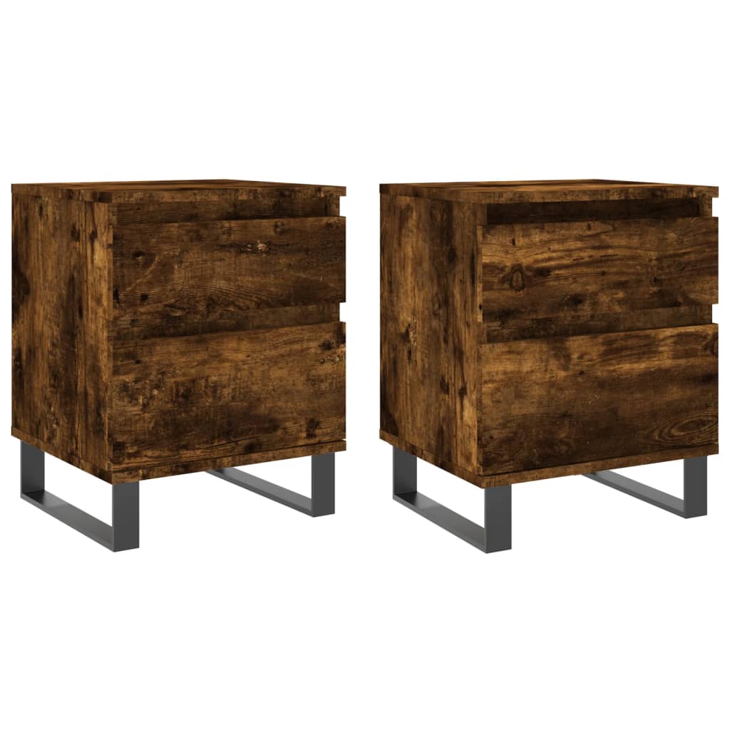 Tables de chevet 2 pcs. chêne fumé 40x35x50 cm matériau bois