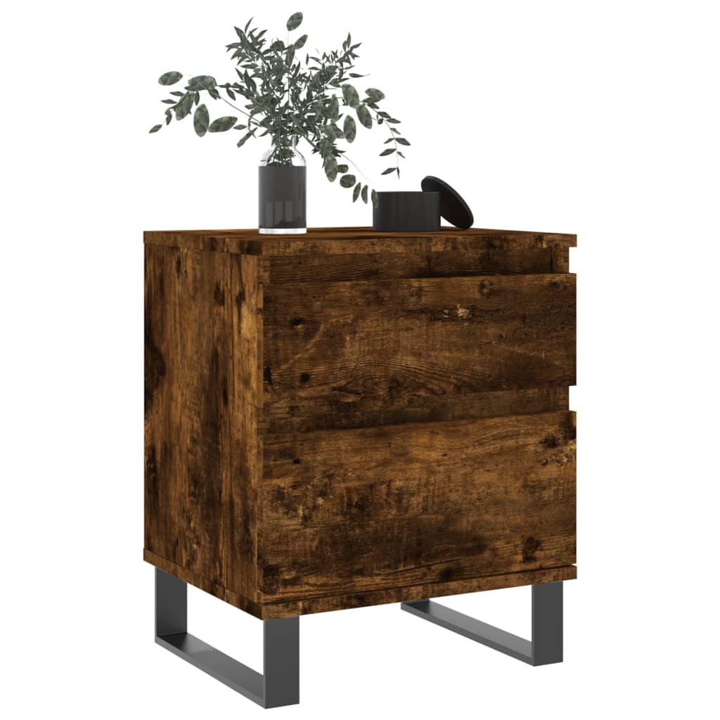 Tables de chevet 2 pcs. chêne fumé 40x35x50 cm matériau bois
