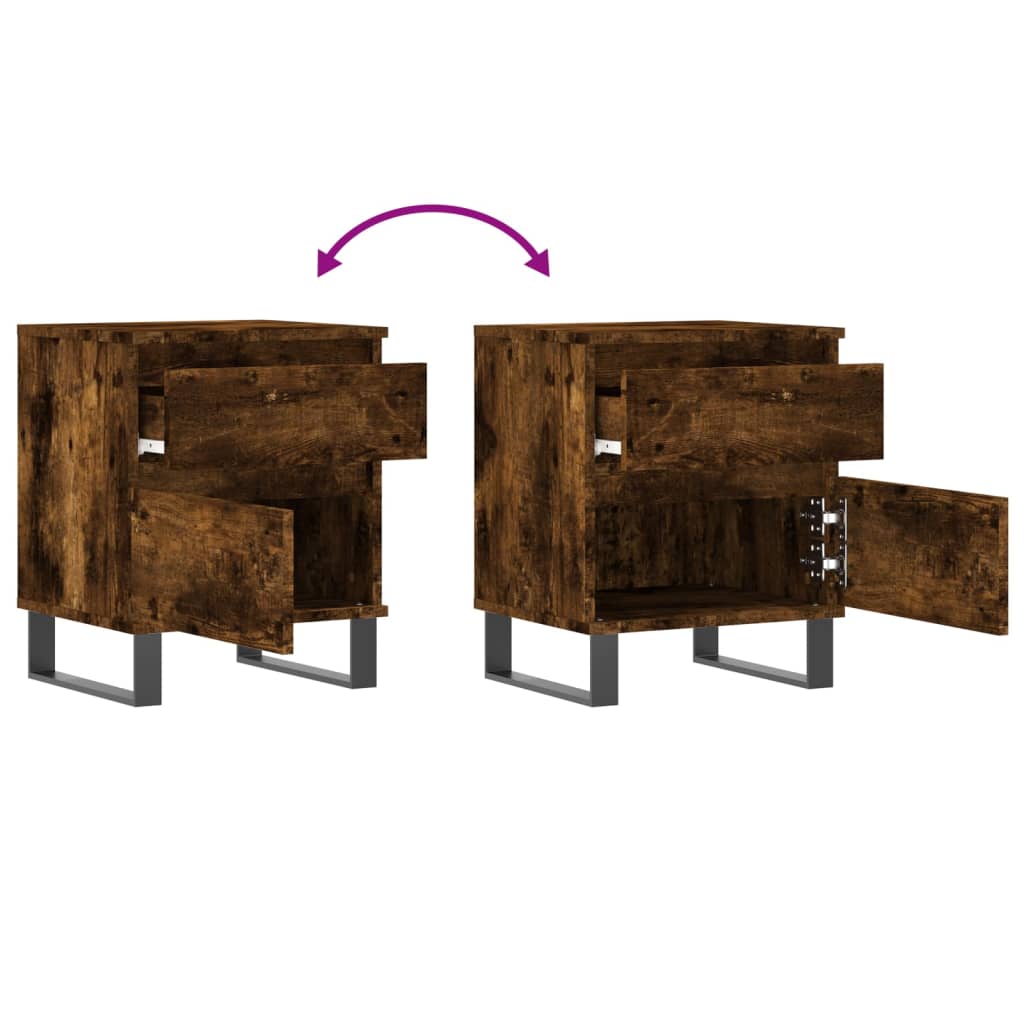 Tables de chevet 2 pcs. chêne fumé 40x35x50 cm matériau bois