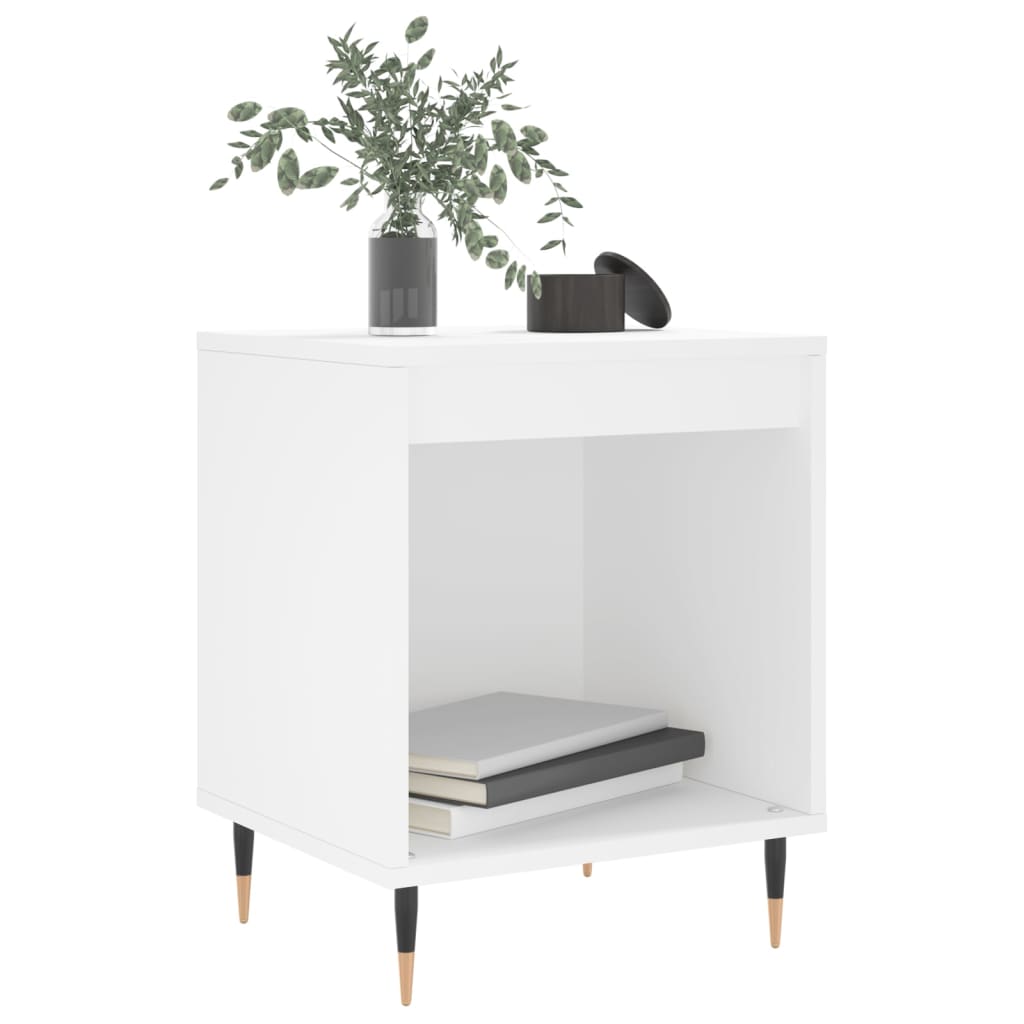 Table de chevet blanche 40x35x50 cm en bois