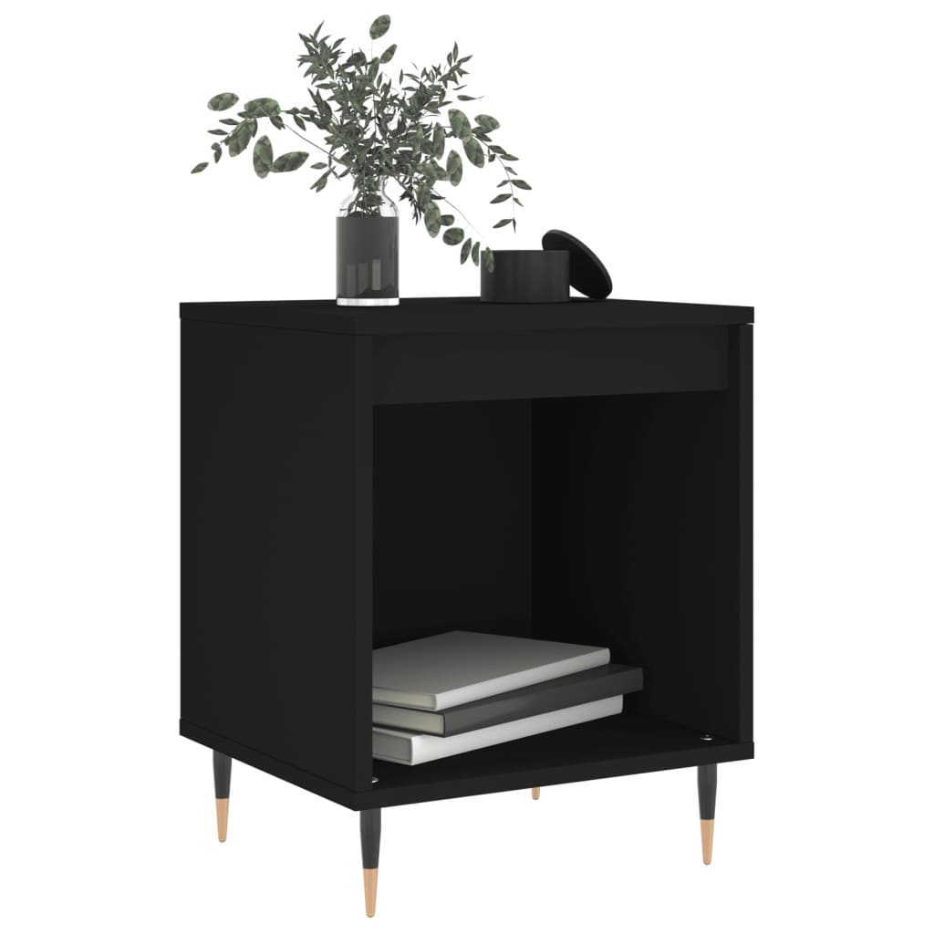 Bedside Table Black 40x35x50 cm Wood Material