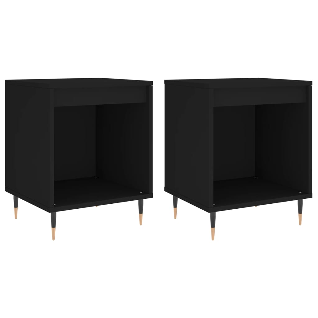 Tables de chevet 2 pcs. Noir 40x35x50 cm en bois