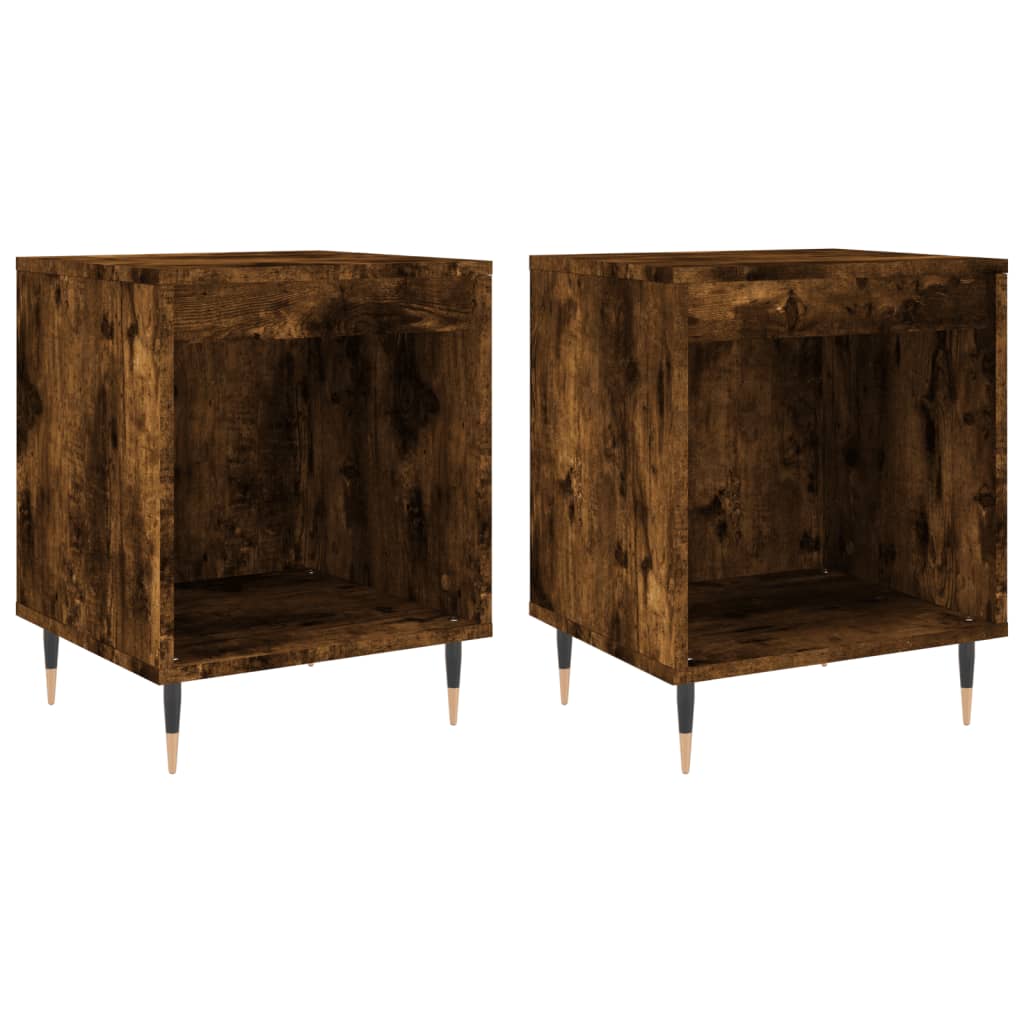 Tables de chevet 2 pcs. chêne fumé 40x35x50 cm matériau bois
