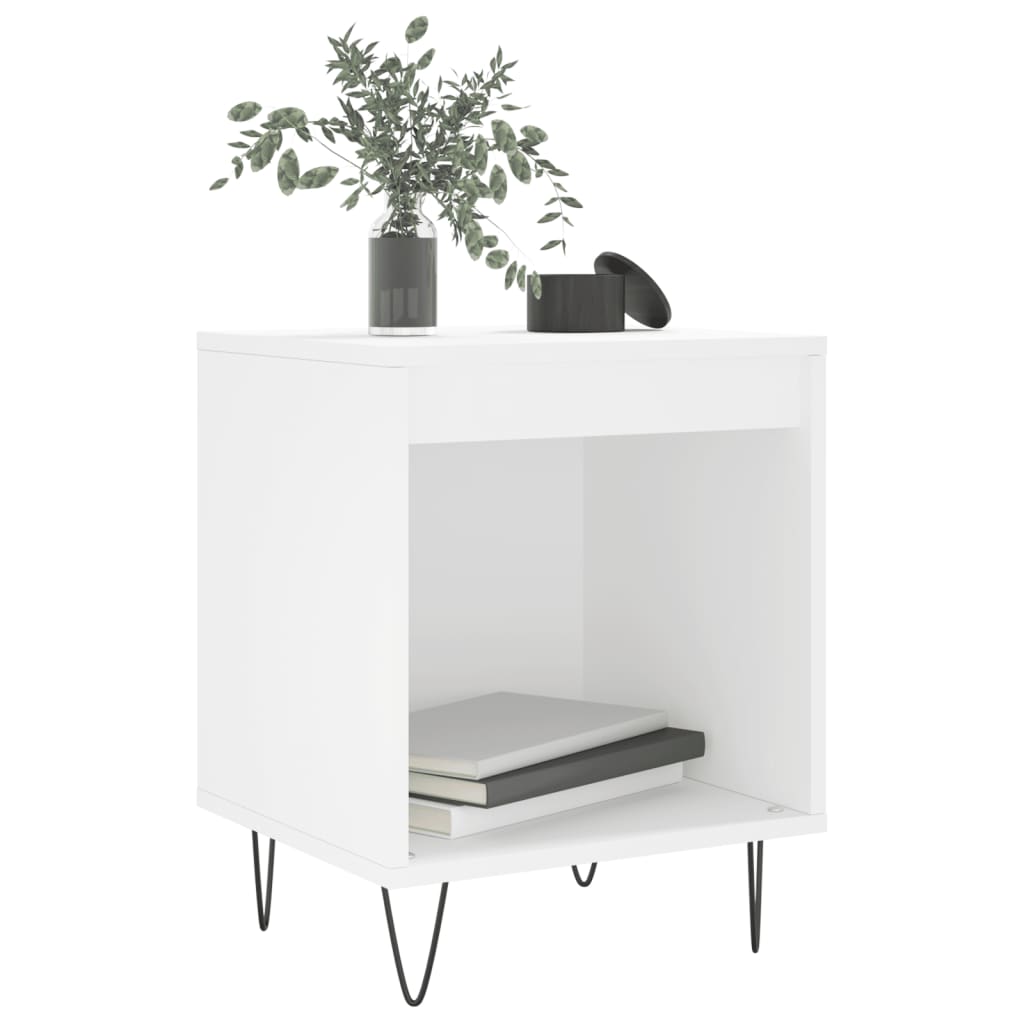 Table de chevet blanche 40x35x50 cm en bois