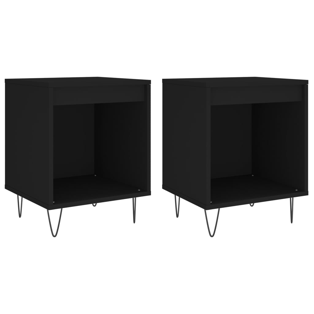 Tables de chevet 2 pcs. Noir 40x35x50 cm en bois