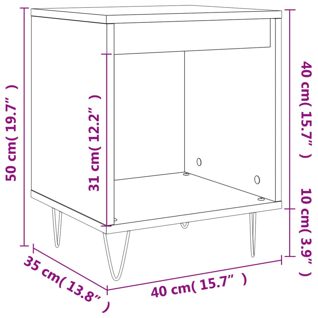 Tables de chevet 2 pcs. Chêne Sonoma 40x35x50 cm matériau bois