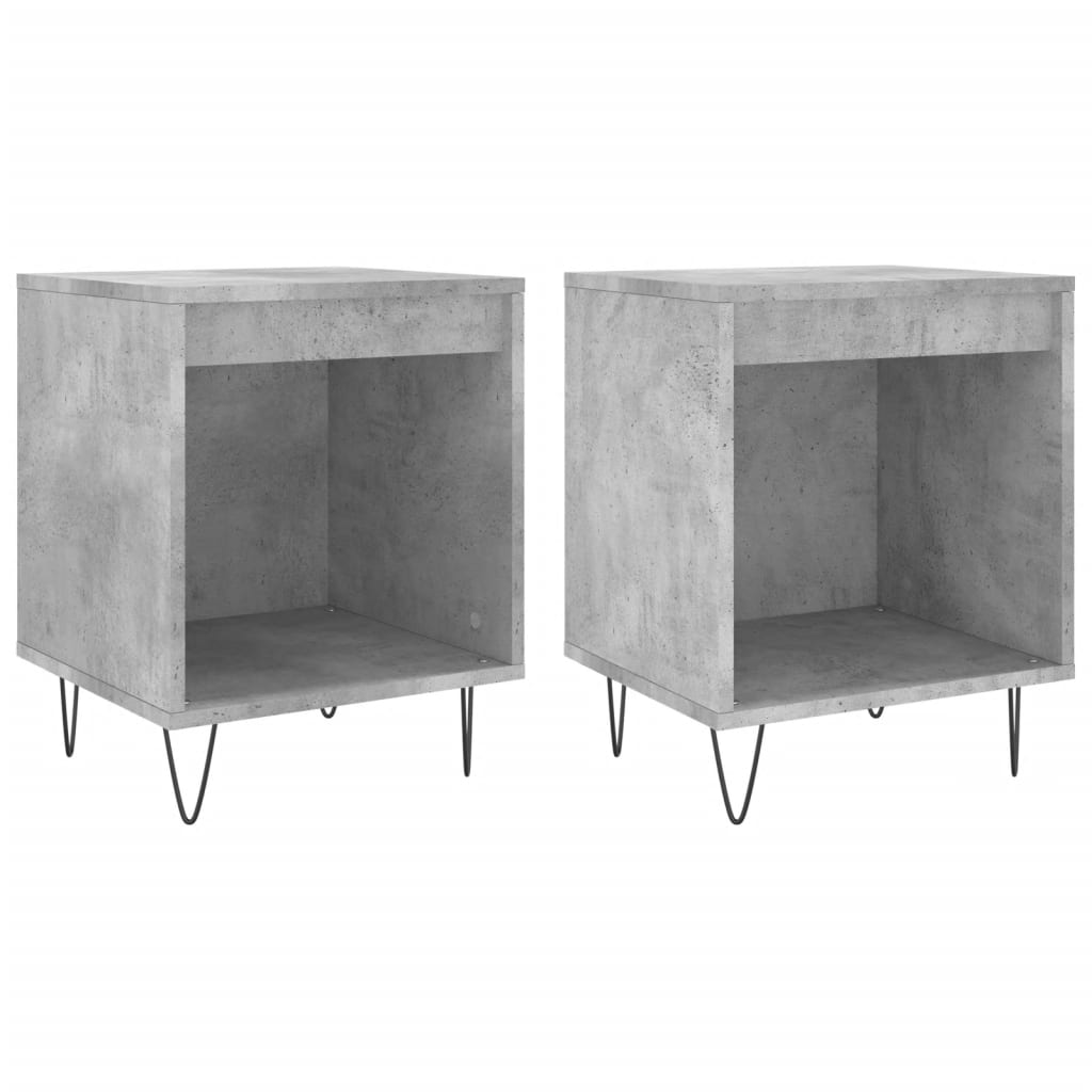 Bedside tables 2 pcs. Concrete grey 40x35x50 cm wood material