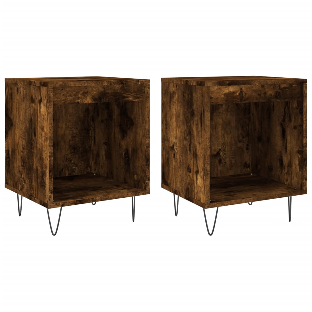 Tables de chevet 2 pcs. chêne fumé 40x35x50 cm matériau bois