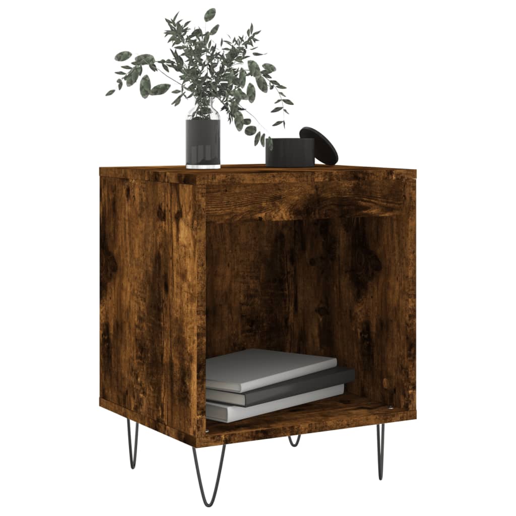 Tables de chevet 2 pcs. chêne fumé 40x35x50 cm matériau bois