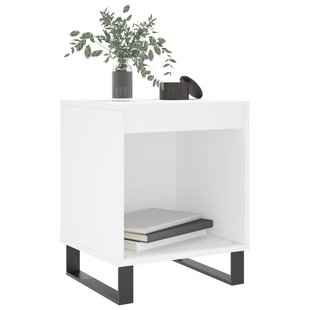 Table de chevet blanche 40x35x50 cm en bois