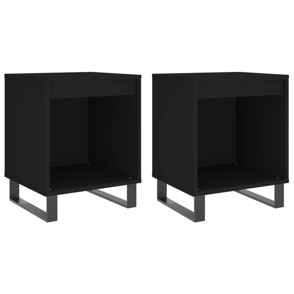 Tables de chevet 2 pcs. Noir 40x35x50 cm en bois