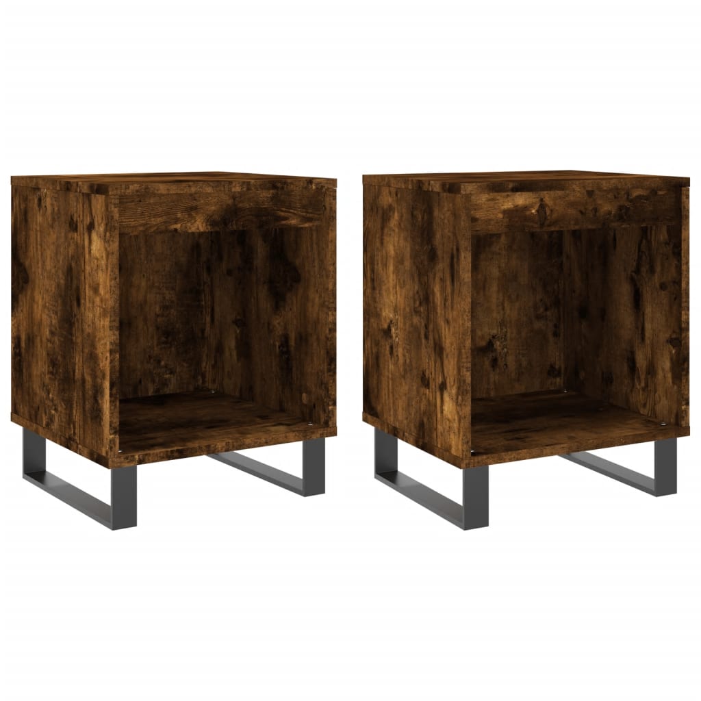 Tables de chevet 2 pcs. chêne fumé 40x35x50 cm matériau bois