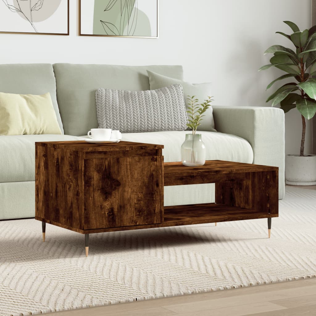 Coffee table smoked oak 100x50x45 cm wood material