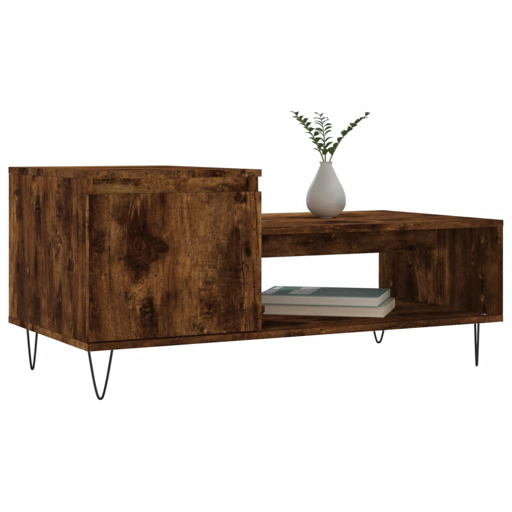 Table basse chêne fumé 100x50x45 cm en bois