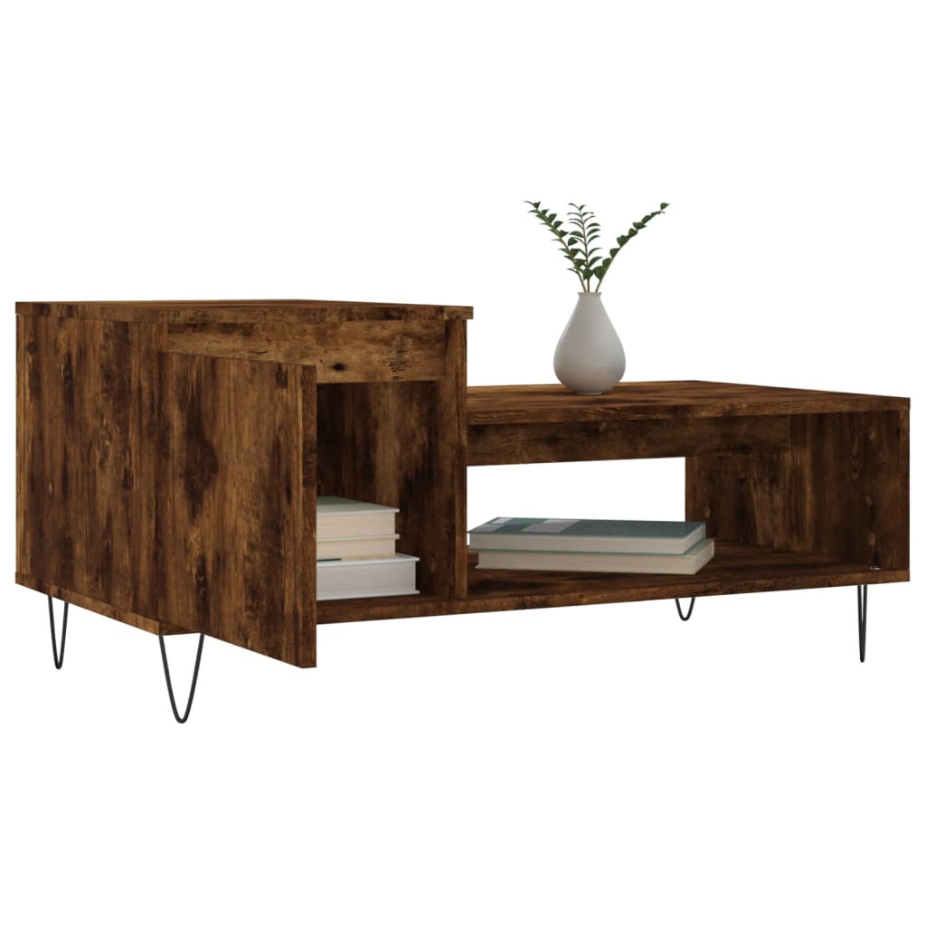 Table basse chêne fumé 100x50x45 cm en bois
