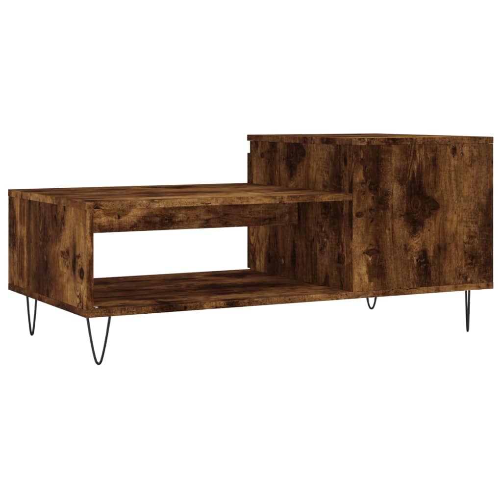 Table basse chêne fumé 100x50x45 cm en bois
