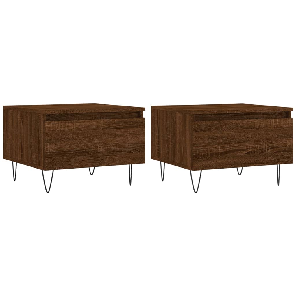 Coffee Tables 2 pcs. Brown Oak Look 50x46x35 cm Wood Material