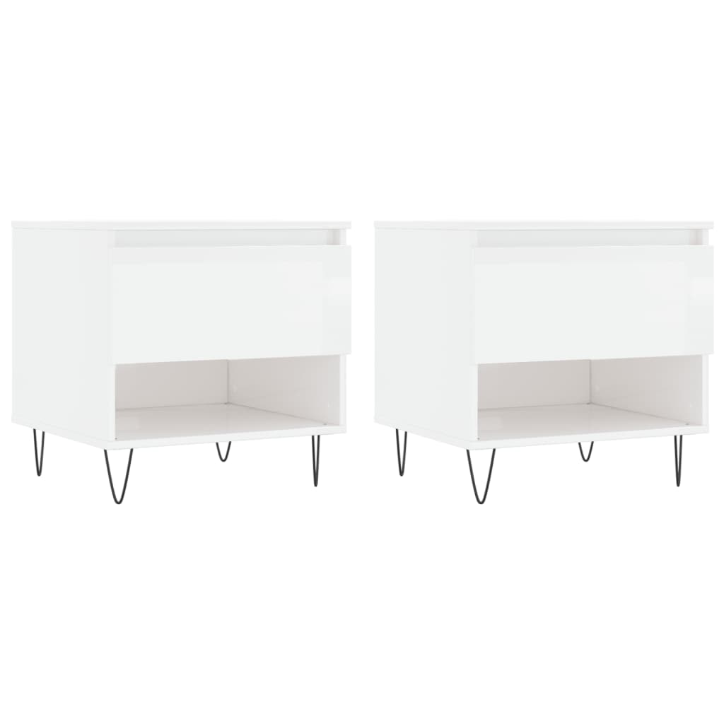 Coffee tables 2 pcs. High gloss white 50x46x50 cm wood material