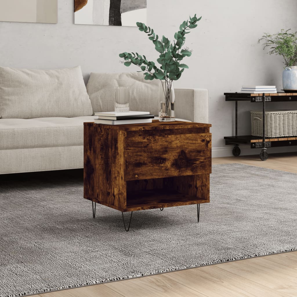 Coffee table smoked oak 50x46x50 cm wood material