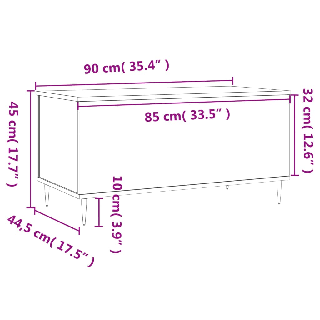 Coffee Table White 90x44.5x45 cm Wood Material