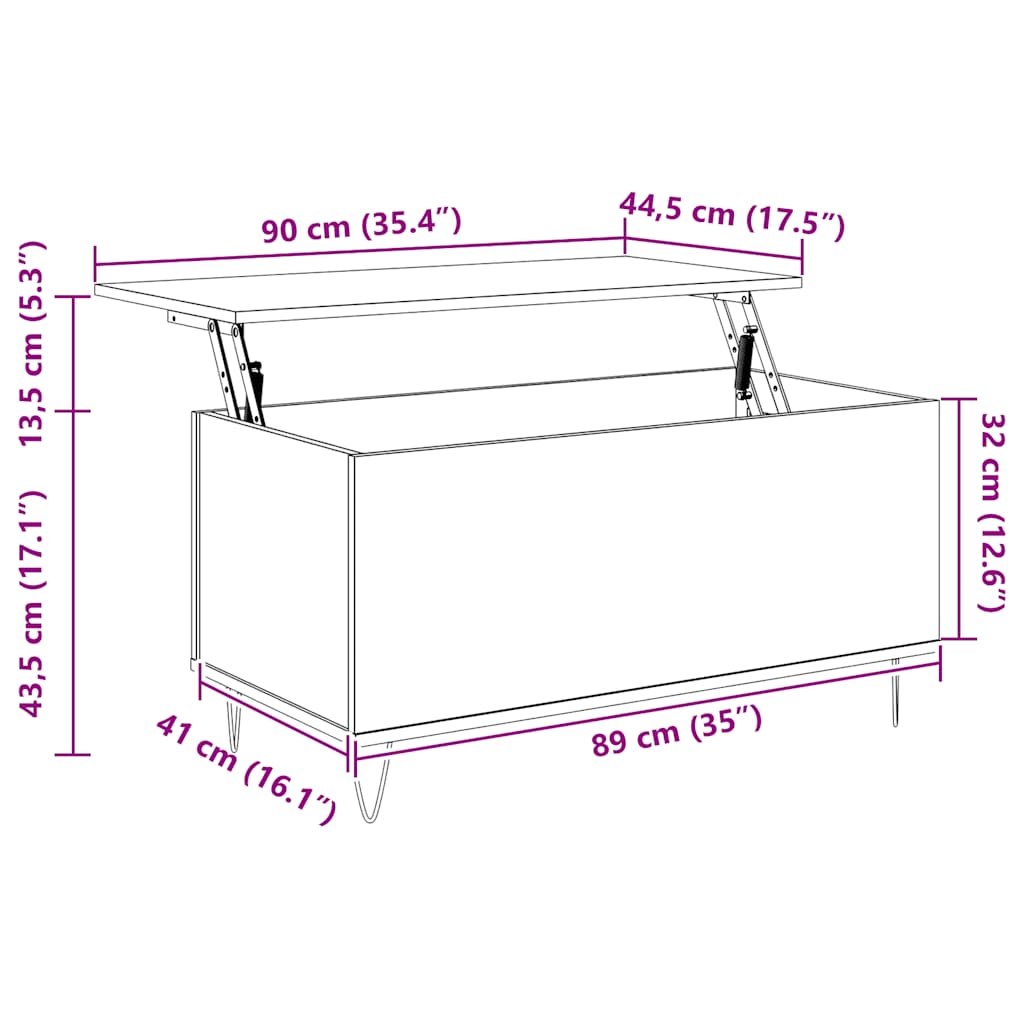 Couchtisch Betongrau 90x44,5x45 cm Holzwerkstoff