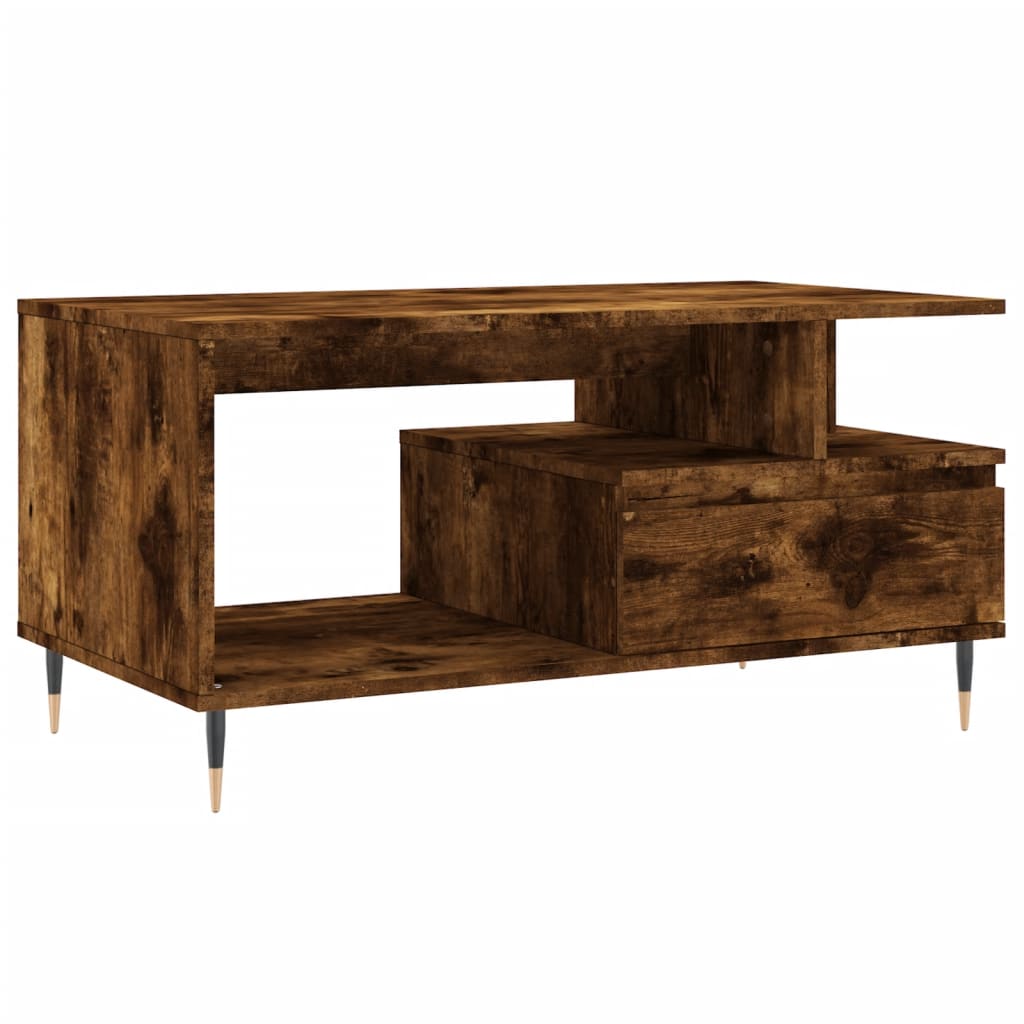Coffee table smoked oak 90x49x45 cm wood material