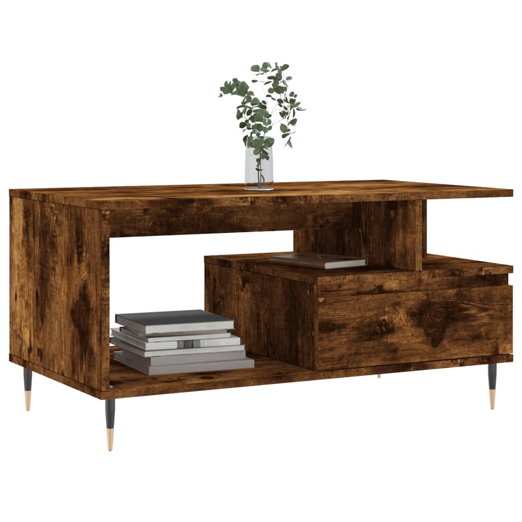 Coffee table smoked oak 90x49x45 cm wood material