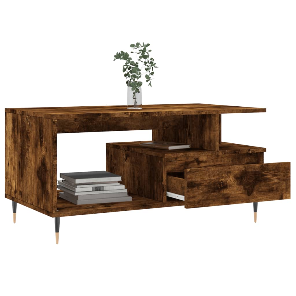 Coffee table smoked oak 90x49x45 cm wood material