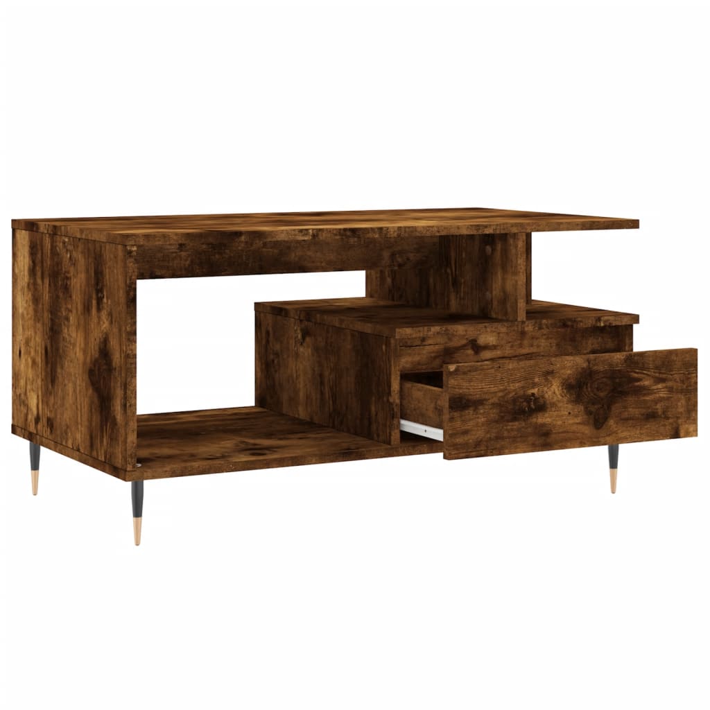 Coffee table smoked oak 90x49x45 cm wood material