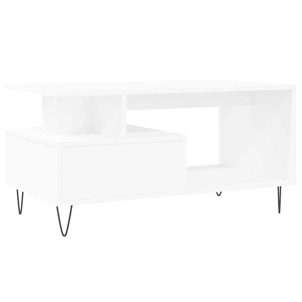 Table basse blanche 90x49x45 cm en bois