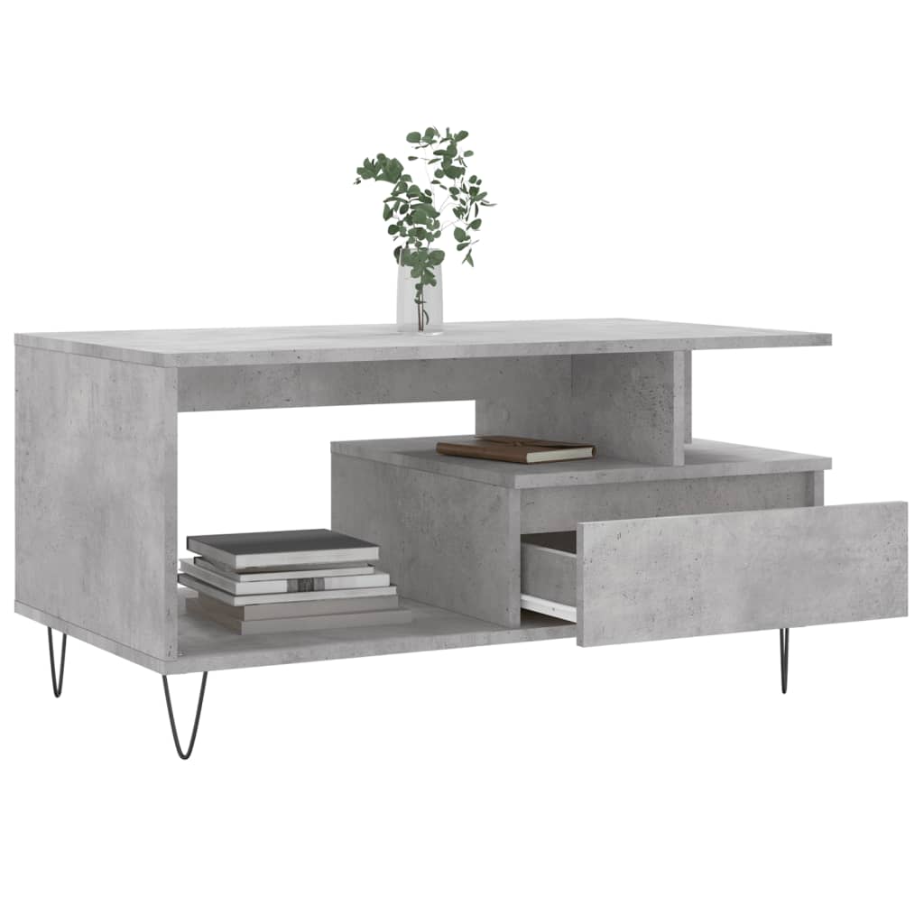 Table basse gris béton 90x49x45 cm en bois